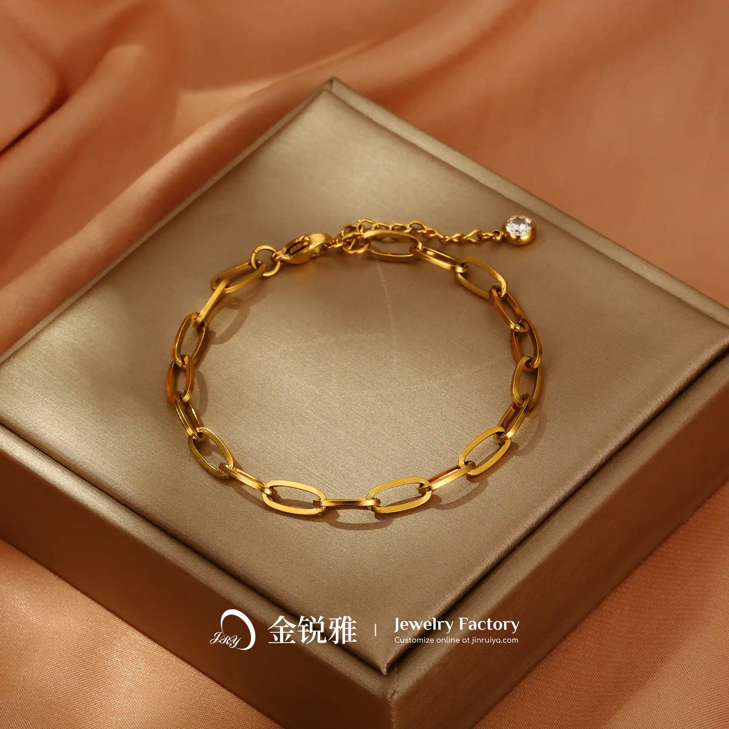 Still Life Shot of Oval Cross Chain Bracelet