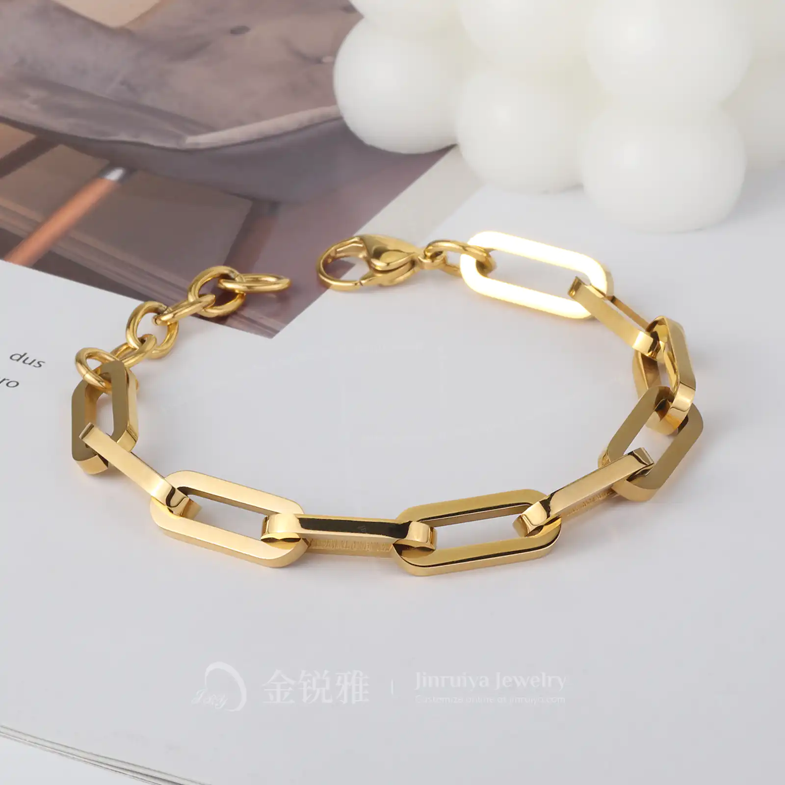 Stainless Steel Paperclip Bracelet Detail