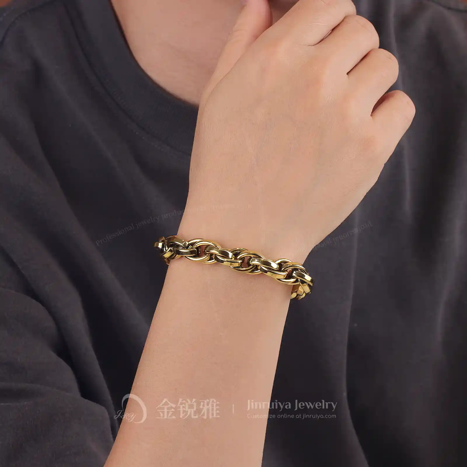 Double Buckle Chain Bracelet Wearing Display