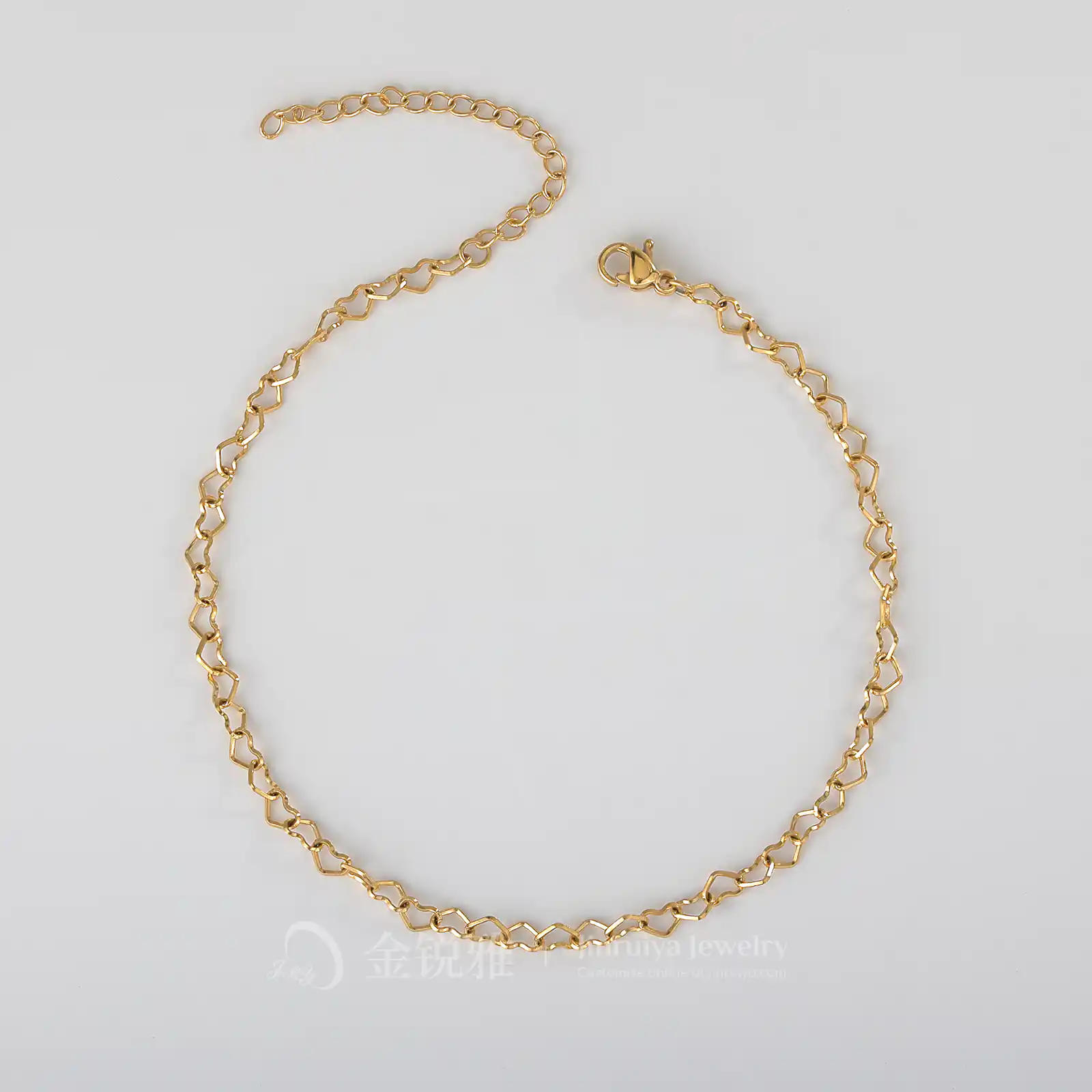 Gold Heart Link Chain Bracelet