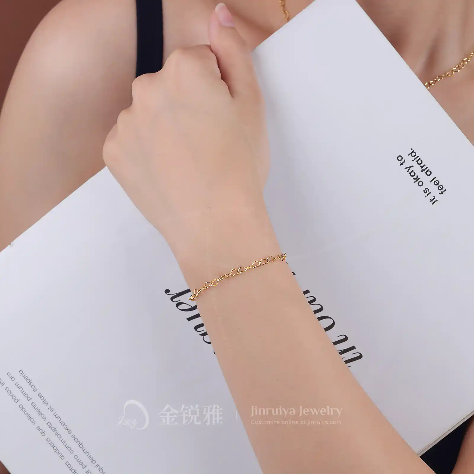 Heart Link Chain Bracelet Wearing Demonstration