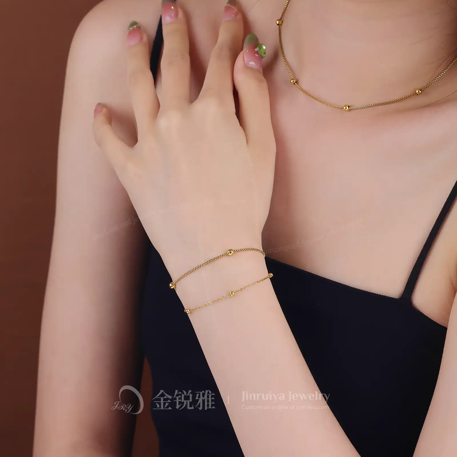 Double Layer Spacer Bead Bracelet, Wearing Example